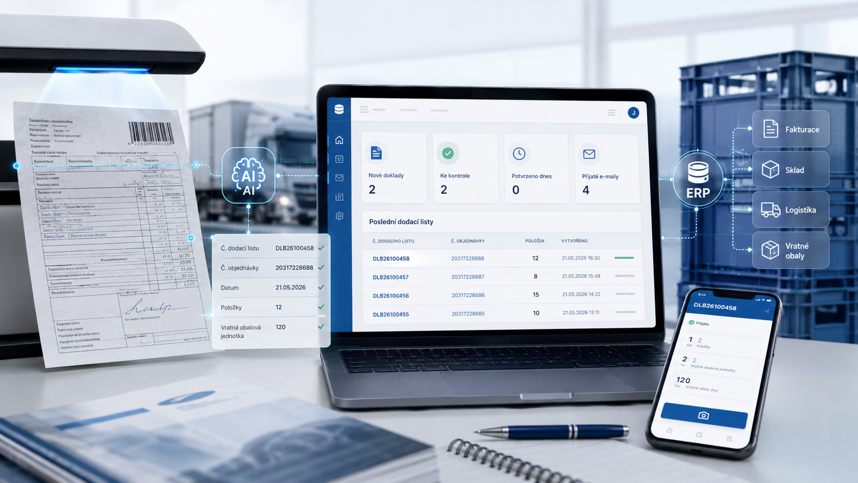 Digitalizace dodacích listů a AI OCR vytěžování