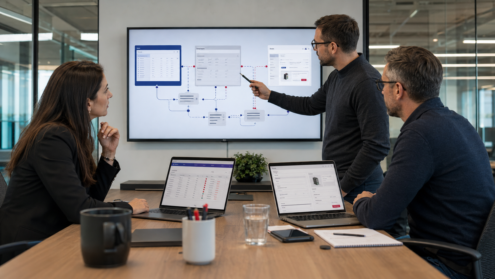 Tým navrhuje ERP integraci mezi Business Central, NAV a webovou aplikací